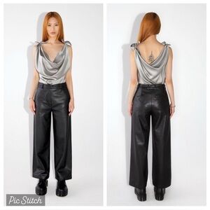 Ahiri premium faux leather pants high rise wide leg